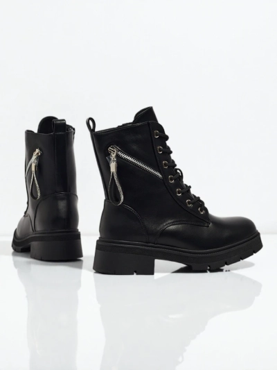 Venus Women's Ankle Boots Black Leather Elegant for Autumn