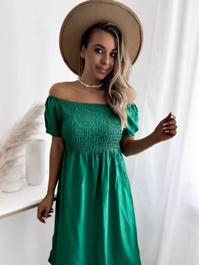 Green women's mini dress a'la hiszpanka- Clothing