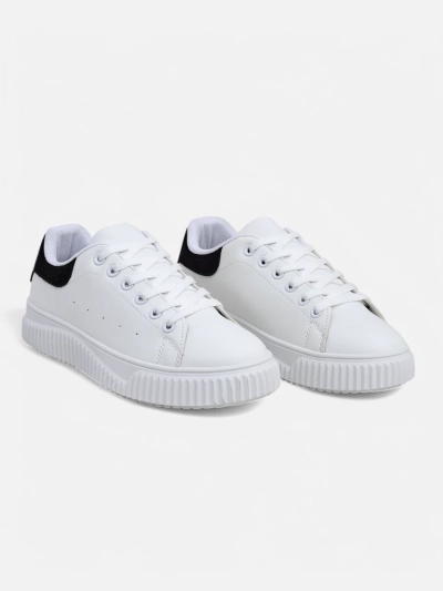 Женские кроссовки Callista на платформе из экокожи бело-черные