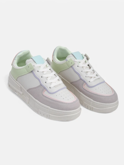 Damskie sneakersy Lycaste beżowe z ekologicznej skóry na płaskiej podeszwie