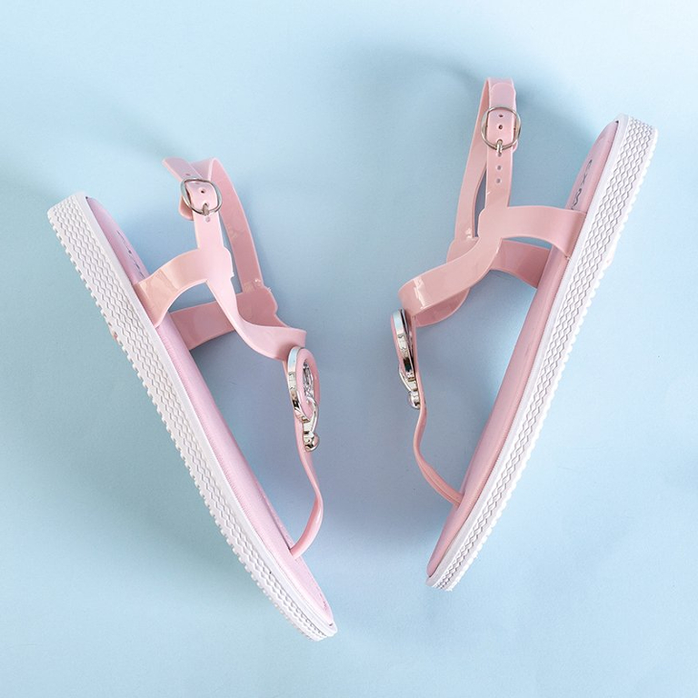 Pink women's sandals a'la flip flops with decoration Dosala - Footwear