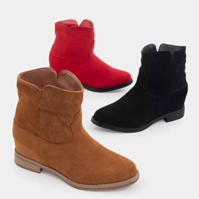 OUTLET Red ankle boots a'la cowboy wedge Nastu - Shoes