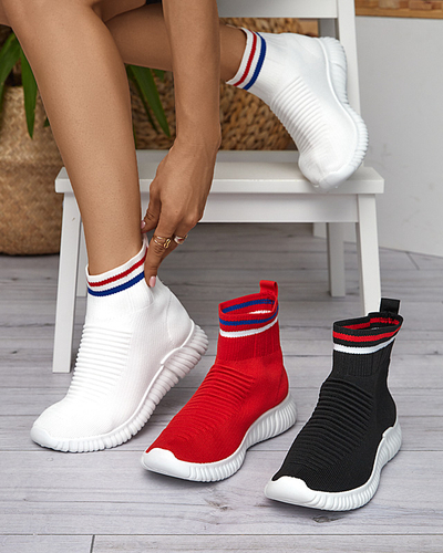Women's white slip-on trainers by Deloni - Footwear