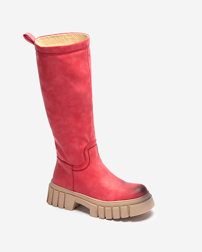 OUTLET Red women's mid-calf boots Astaroth - Footwear