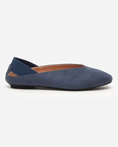 Navy blue women's ballerinas with a square toe Lojara - Footwear