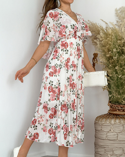 Royalfashion Women's pleated floral midi dress