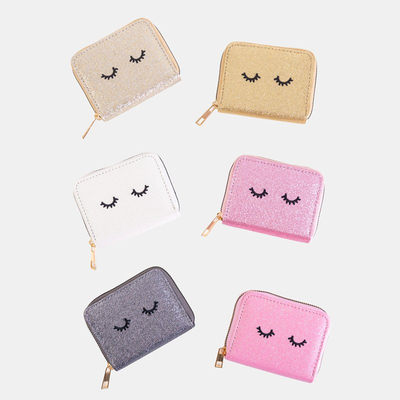 Small pink women's brocade wallet - Accessories