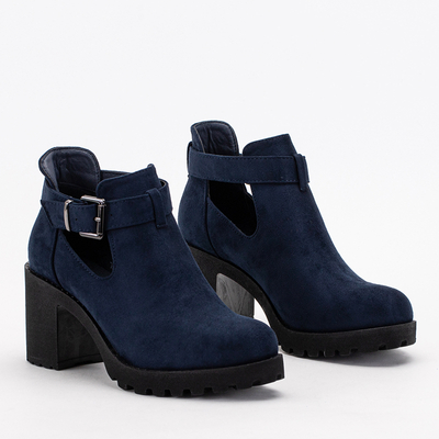 Navy blue eco-suede stiletto boots Ollih - Footwear