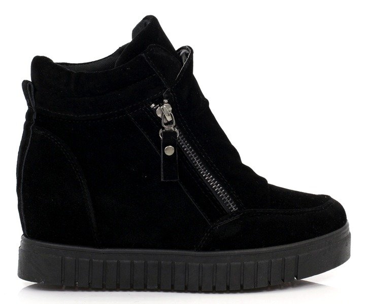 Czarne sneakersy na koturnie Easy - Obuwie