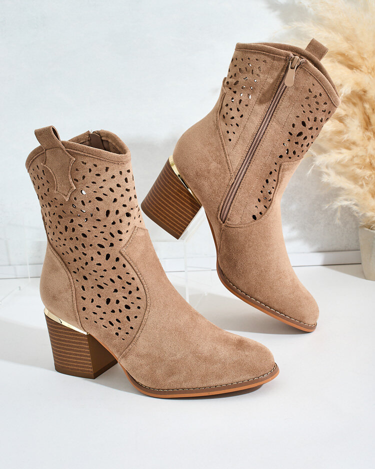 Royalfashion Women's low post openwork Mozie boots