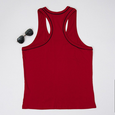 Men's red cotton sleeveless t-shirt - Clothing