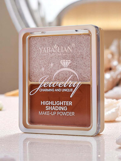 Vaigu sārtums un bronzeris presētā pūdera sejas paletē