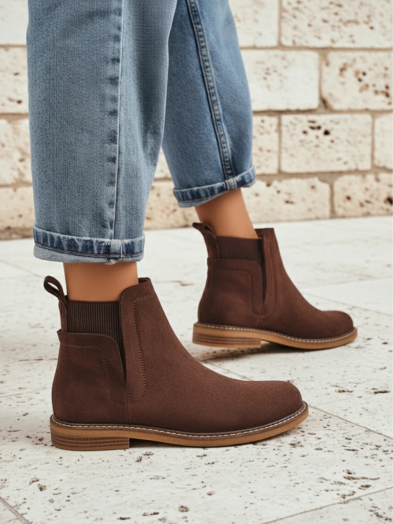 Women's Chelsea-style ankle boots made of eco-suede Veysi