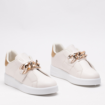 OUTLET Cream women's slip-on sports shoes Derera - Footwear