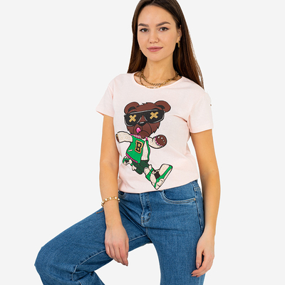 Sieviešu T-krekls ar apdruku rozā krāsā - Apģērbs