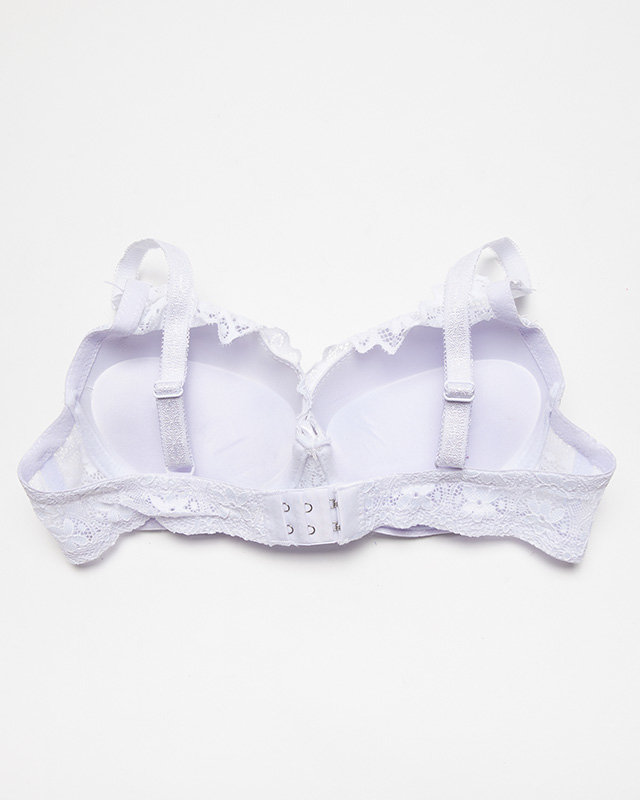 Women's white push-up bra with lace - Underwear