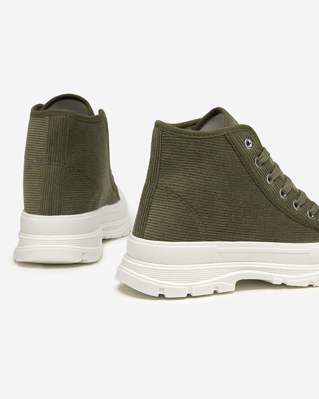 Green women's high ribbed sneakers Somali - Footwear