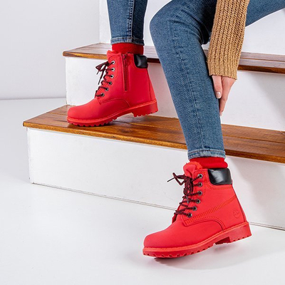 Women's red insulated hiking boots Triwar - Footwear