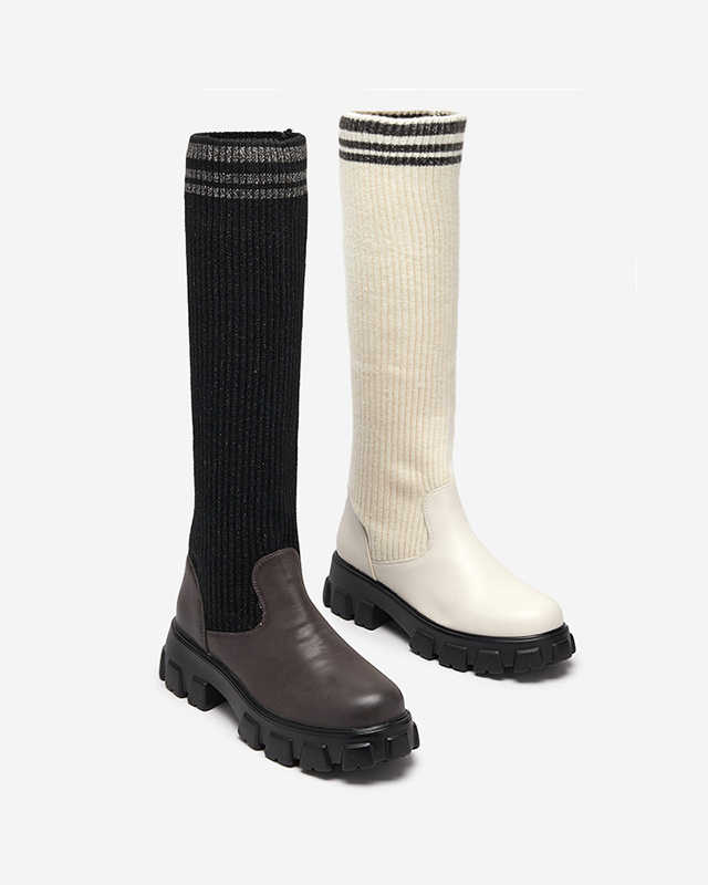 Melni un brūni augstpavilkšanas zābaki sievietēm Alerpi- Footwear