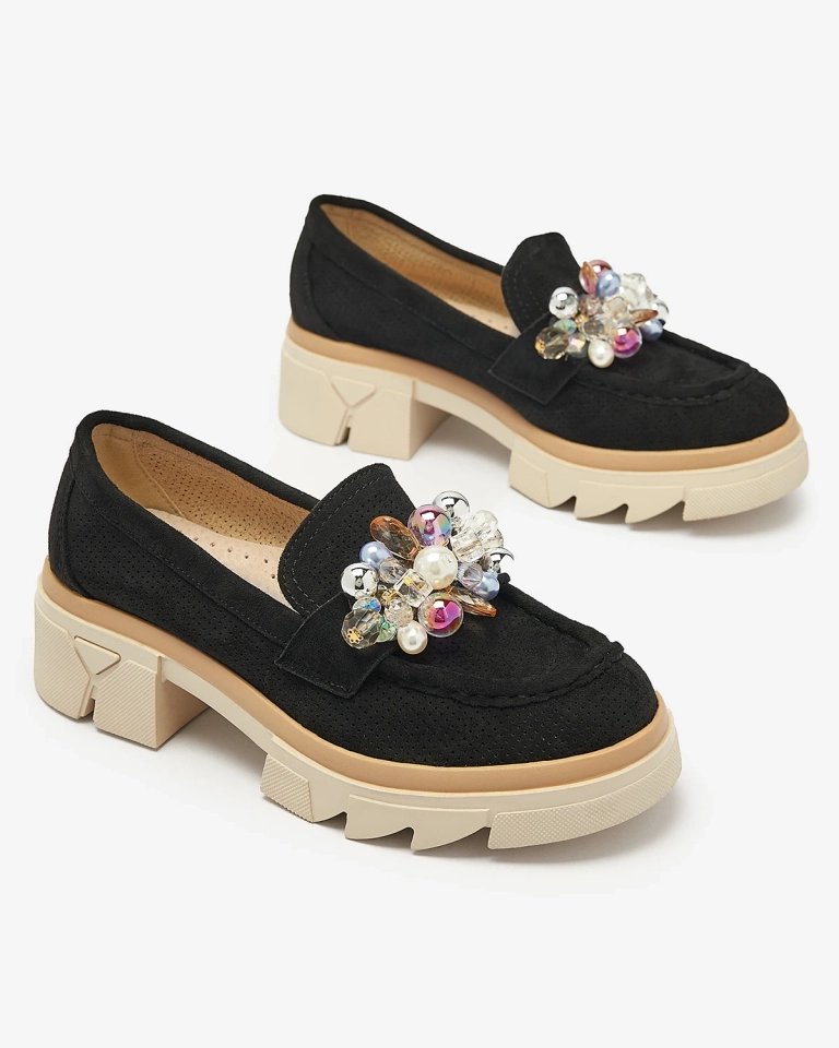 Sieviešu melni ažūri mokasīni Peloga- Footwear