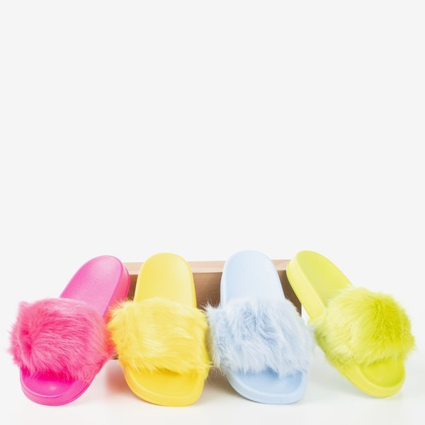 Blue slippers with fur Millie - Footwear