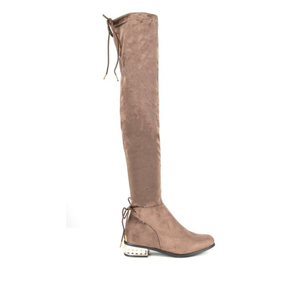 Brown over-the-knee boots with pearls Baila - Footwear