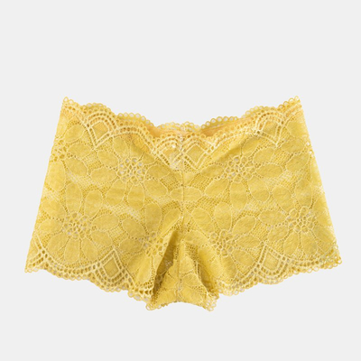 Women's yellow lace boxer shorts - Underwear
