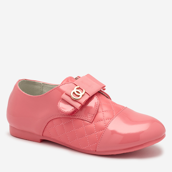 Girls' quilted eco leather half shoes in pink Werme- Footwear