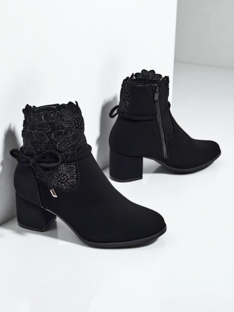 Diana Black Elegant Autumn Ankle Boots