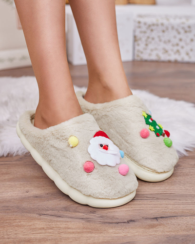 Royalfashion Christmas women's slippers in beige Fertemse