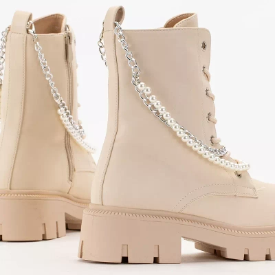 OUTLET Кремовые женские сумки с цепочкой и жемчугом Агсива - Обувь