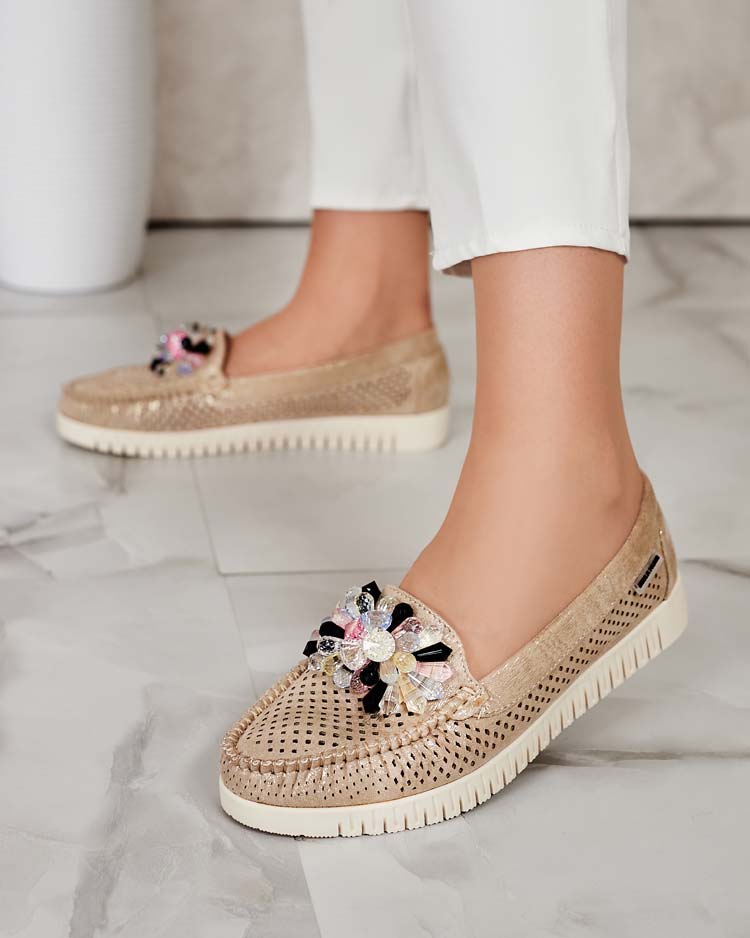 Royalfashion Sieviešu ažūra mokasīni ar pērlītēm Nasfali