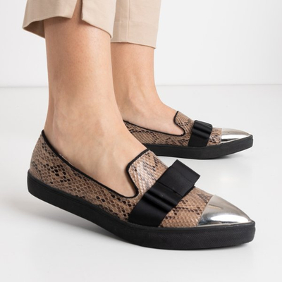 Slip on w kolorze khaki z kokardką Emmalynn- Obuwie