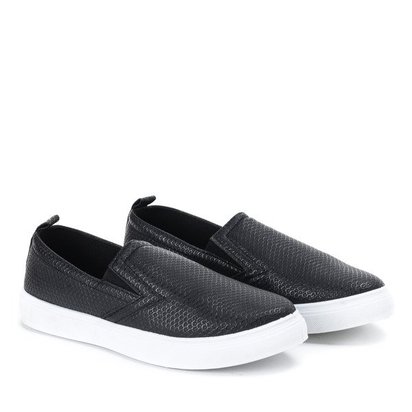 Black sneakers slip on a'la snake skin Paige - Footwear