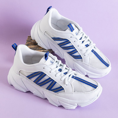 White and blue sports sneakers for women Justar - Footwear