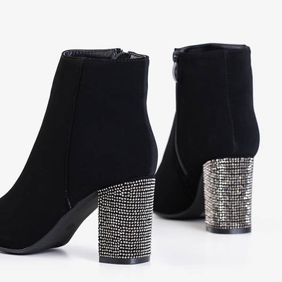 Black women's boots on a post with cubic zirconia Wilpa - Footwear