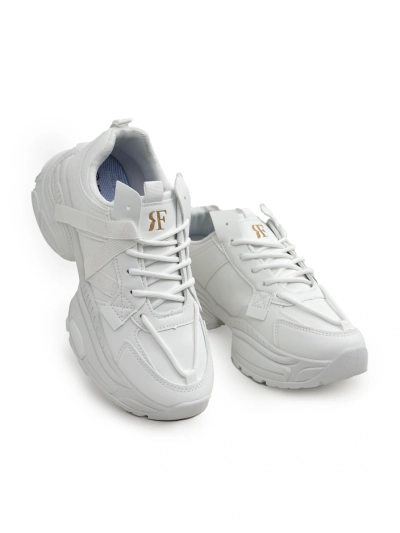 Women's white Arete eco-leather sneakers, flat heel, spring collection