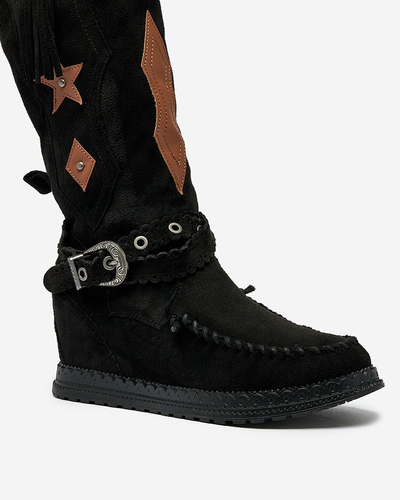 Royalfashion Black women's boots with hidden anchor Figgers
