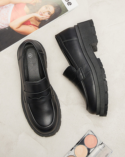 Eco leather black moccasins for women Firlonna- Footwear