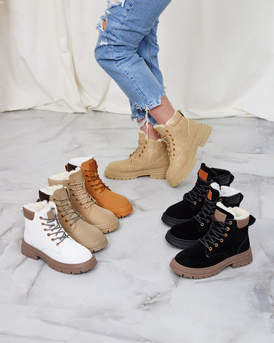 Royalfashion Beige women's insulated trapper boots Radoras