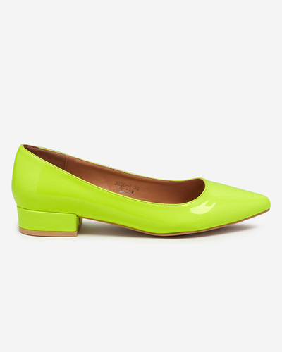 Neon yellow, lacquered flat-heel pumps Oki- Footwear