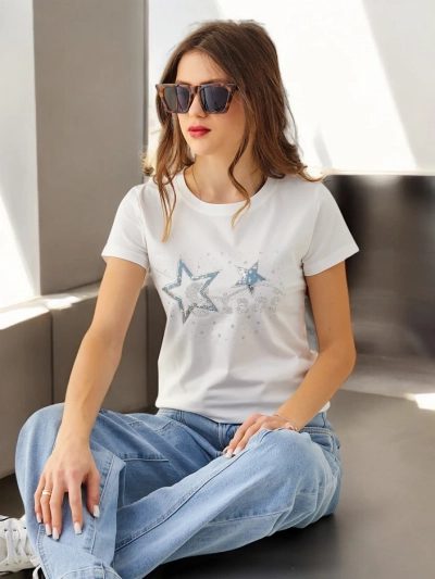 Royalfashion Women's Cotton T-shirt STARS