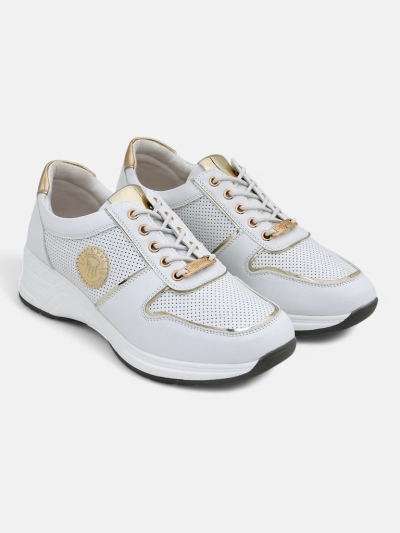 Damskie sneakersy koturny Calista Athena białe skóra ekologiczna