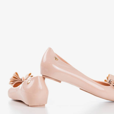 Beige meliski decorated with Tyrika bow - Footwear 1