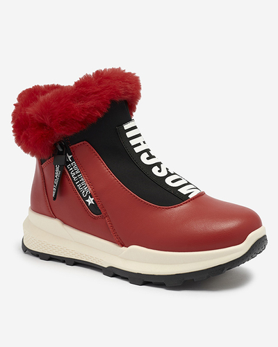 Sarkani sieviešu zābaki ar kažokādu Scherr- Footwear