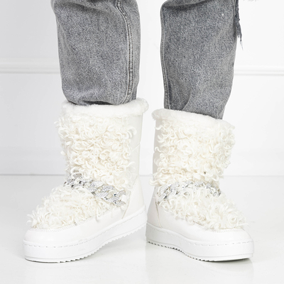 OUTLET White women's snow boots with decorative upper Porto- Footwear