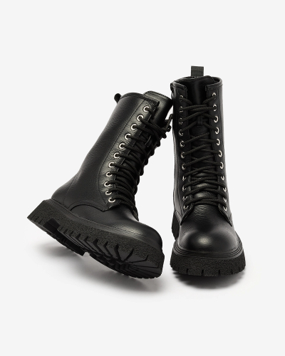 Black women's boots with gold chain Azerik - Footwear