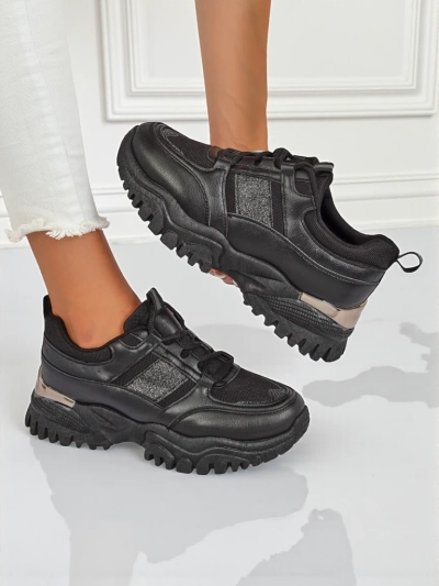 Arete Nero women's flat ecological leather sneakers