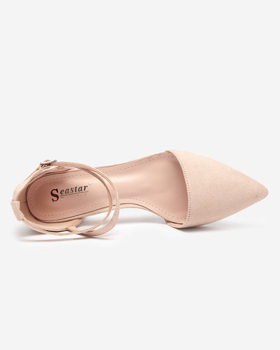 Women's beige sandals on a post Crisco - Footwear