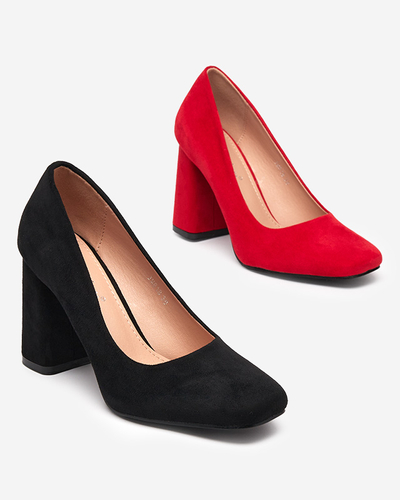 Red women's pumps with a square toe Zerila - Footwear